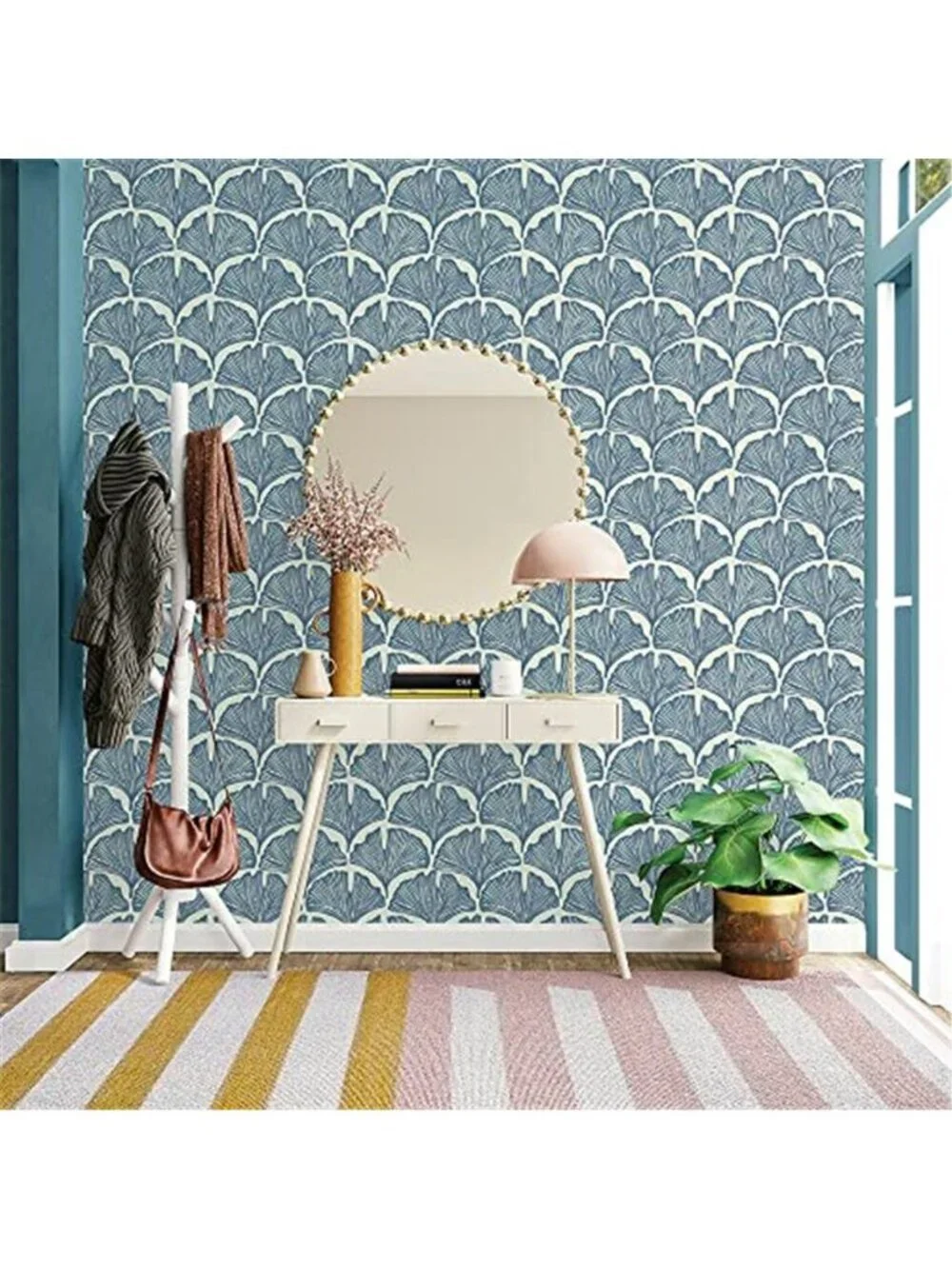 Blue Ginkgo Peel And Stick Wallpaper Removable Self Adhesive Wall Decor Floral
